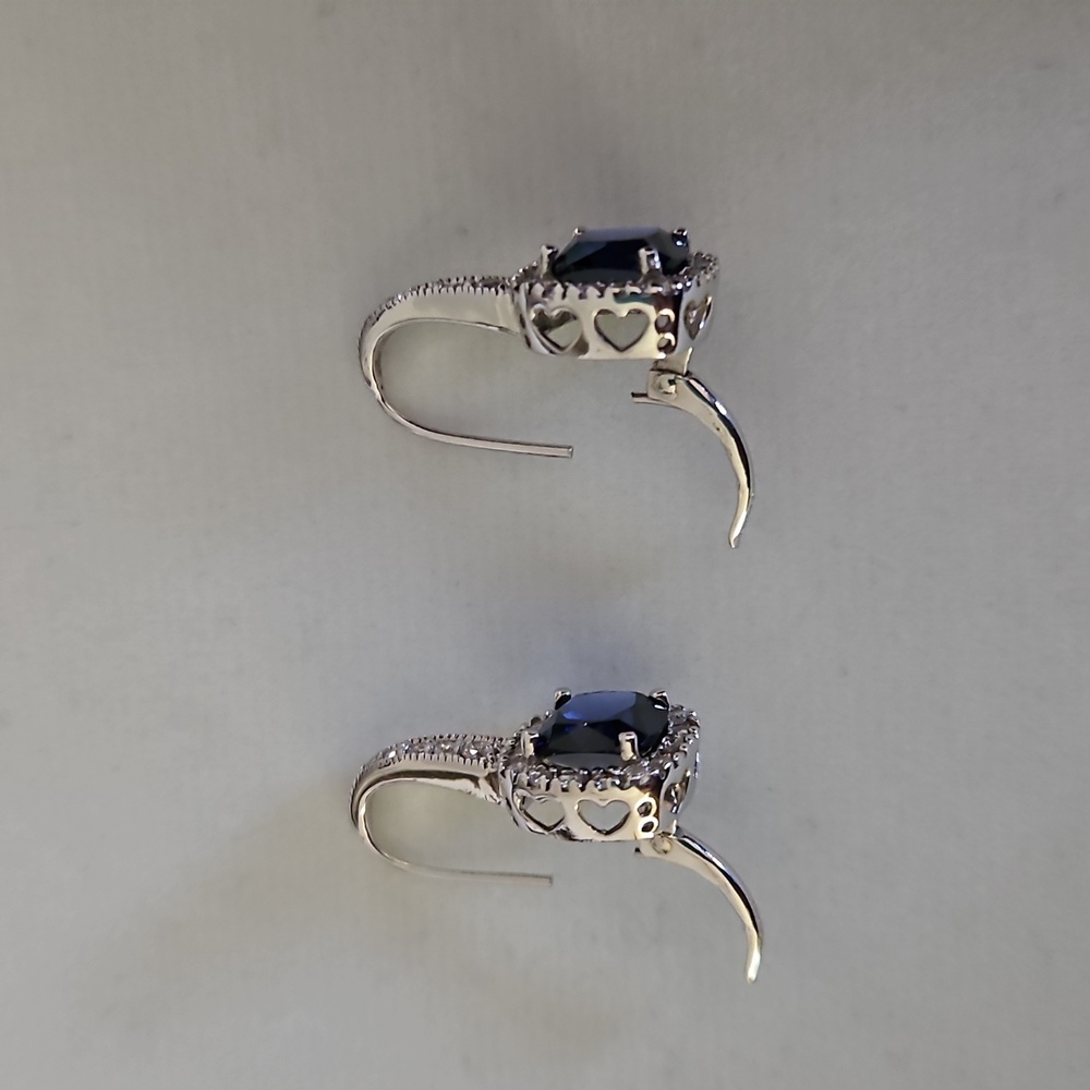 Cushion Cut Sapphire Earrings - Picture 13 of 16